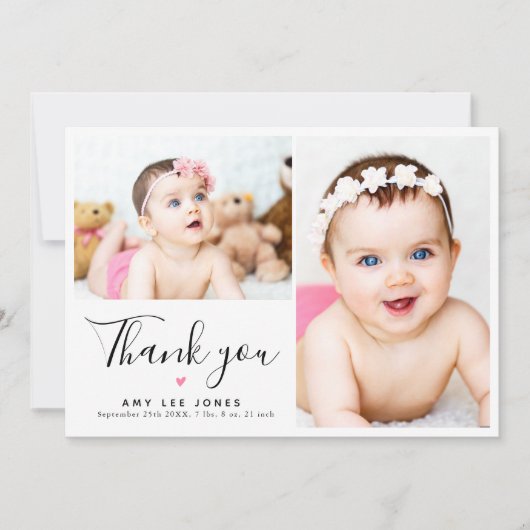 ミニマスタイリッシュリスト2写真新生児ありがとう サンキューカード (正面)