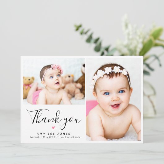 ミニマスタイリッシュリスト2写真新生児ありがとう サンキューカード (スタンド正面)