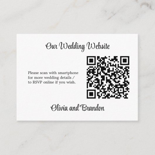 ミニマスタイリッシュリストQRコードウェブサイトRSVPカード エンクロージャーカード (正面)