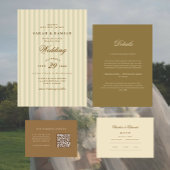 ミニマストライプのエレガントクラシックリスト結婚ニュートラル 招待状