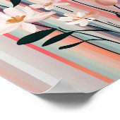 ミニマストライプリストの花モダンアートのポスター ポスター (角)