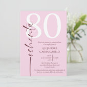 ミニマスペインのリストシックピンクホワイト80誕生日 招待状 (スタンド正面)