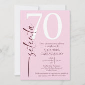 ミニマスペインのリストピンク繊細70誕生日 招待状 (正面)