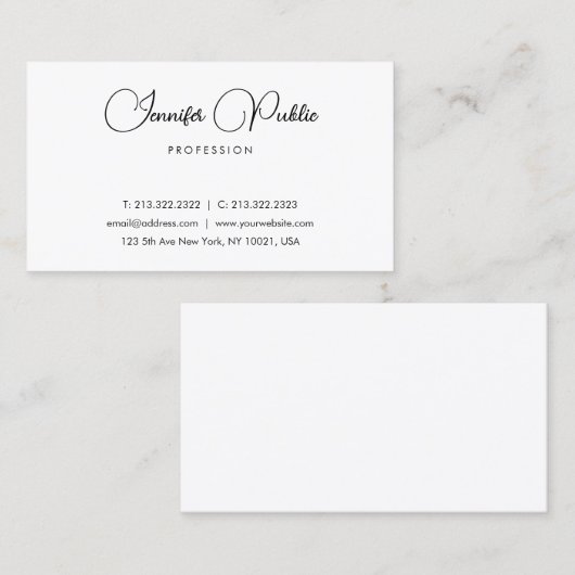 ミニマパーソナライズされたエレガントモダンリストタイポグラフィ 名刺 (正面/裏面)