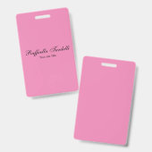 ミニマパーソナライズされたカスタマイズリスト名ピンク色 バッジ (正面＆裏面)