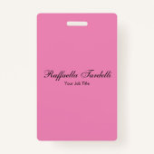 ミニマパーソナライズされたカスタマイズリスト名ピンク色 バッジ (正面)