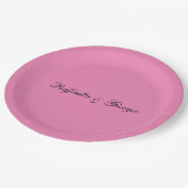 ミニマパーソナライズされたカスタマイズリスト名ピンク色 ペーパープレート (アングル)