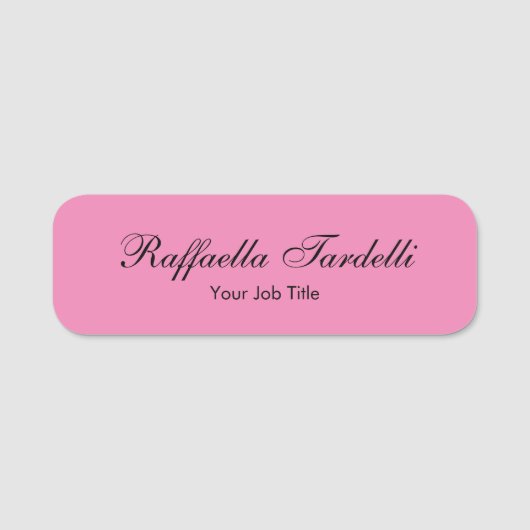 ミニマパーソナライズされたカスタマイズリスト名ピンク色 名札 (正面)