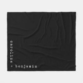 ミニマパーソナライズされたスタイリッシュリストカップル名ブラック フリースブランケット (正面(横))