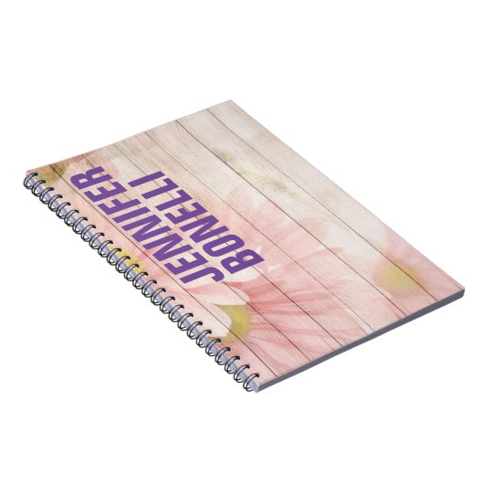 ミニマパーソナライズされたモダンリストはっきりした文字フローラ ノートブック (右側)