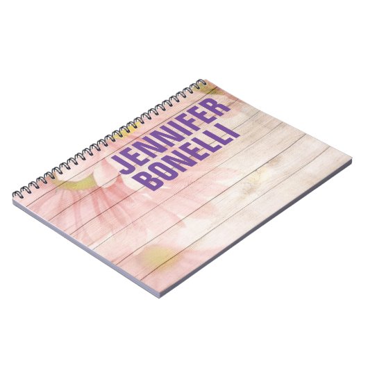 ミニマパーソナライズされたモダンリストはっきりした文字フローラ ノートブック (左側)