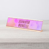 ミニマパーソナライズされたモダンリストフローラ デスクネームプレート (正面)