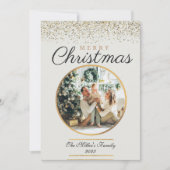 ミニマパーソナライズされたモダンリスト写真クリスマス シーズンカード (正面)