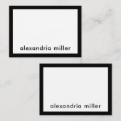 ミニマパーソナライズされたモダンリスト白黒名 ノートカード (正面/裏面)