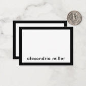 ミニマパーソナライズされたモダンリスト白黒名 ノートカード (正面/裏面インサイチュ)