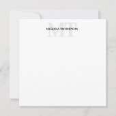 ミニマパーソナライズされたモダンリスト・モノグラム ノートカード (正面)