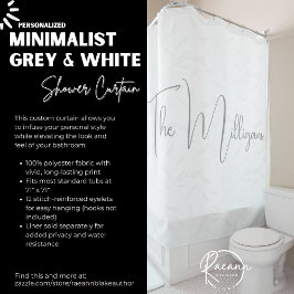 ミニマパーソナライズされたリストのグレーと白 シャワーカーテン
