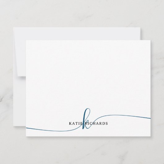 ミニマパーソナライズされたリストのネイビーブルーノートカード ノートカード (正面)