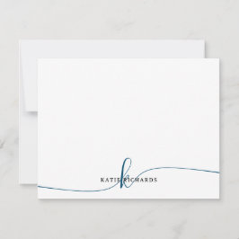 ミニマパーソナライズされたリストのネイビーブルーノートカード ノートカード