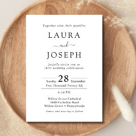 ミニマパーソナライズされたリストのホワイト全結婚体 招待状