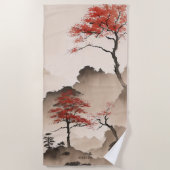 ミニマパーソナライズされたリストの日本の海岸線 ビーチタオル (正面)