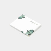 ミニマパーソナライズされたリストの緑の水の色葉の ポストイット (アングル)