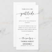 ミニマパーソナライズされたリストの葬儀サンキューカード サンキューカード (正面/裏面)