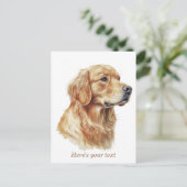 ミニマパーソナライズされたリストゴールデンレトリバー ポストカード (スタンド正面)