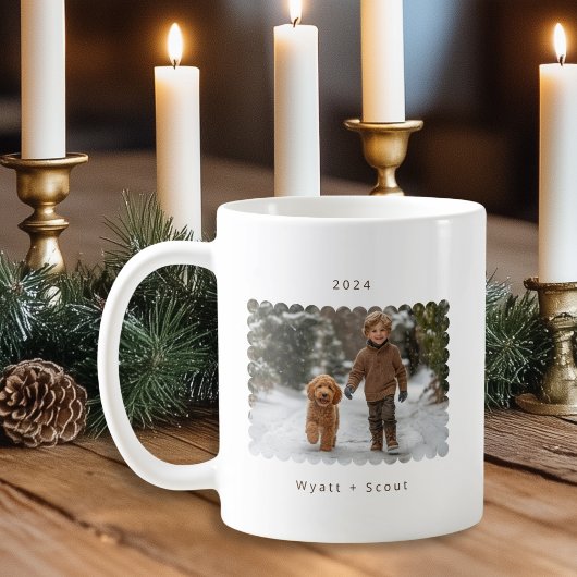 ミニマパーソナライズされたリストシンプルのスキャロプ写真 コーヒーマグカップ