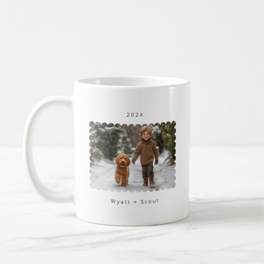 ミニマパーソナライズされたリストシンプルのスキャロプ写真 コーヒーマグカップ (左)