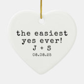 ミニマパーソナライズされたリストタイポグラフィ婚約した セラミックオーナメント (裏面)