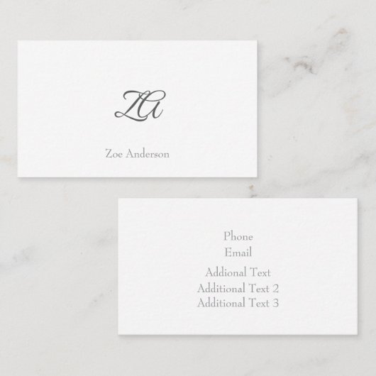 ミニマパーソナライズされたリストデザイン白の背景 名刺 (正面/裏面)