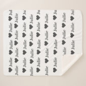 ミニマパーソナライズされたリストハート毛布 シェルパブランケット (正面(横))