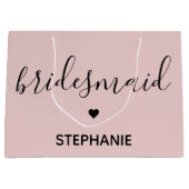 ミニマパーソナライズされたリストブライズメイド名前をカスタムする ラージペーパーバッグ (正面)