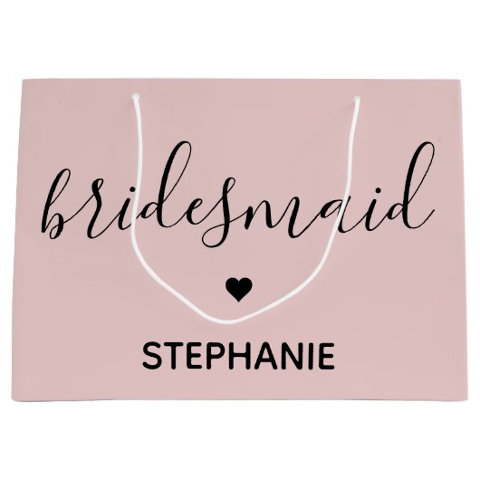 ミニマパーソナライズされたリストブライズメイド名前をカスタムする ラージペーパーバッグ (正面)