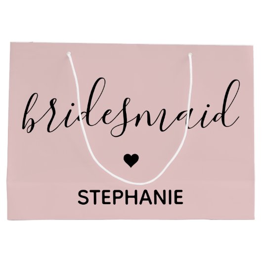 ミニマパーソナライズされたリストブライズメイド名前をカスタムする ラージペーパーバッグ (裏面)