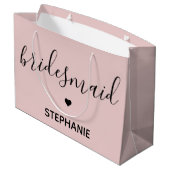 ミニマパーソナライズされたリストブライズメイド名前をカスタムする ラージペーパーバッグ (裏面アングル)