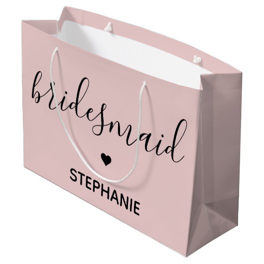 ミニマパーソナライズされたリストブライズメイド名前をカスタムする ラージペーパーバッグ (裏面アングル)