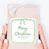 ミニマパーソナライズされたリストボウデザインクリスマスパーティー スクエアシール