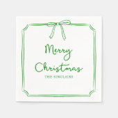 ミニマパーソナライズされたリストボウデザインクリスマスパーティー スタンダードカクテルナプキン (正面)