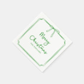 ミニマパーソナライズされたリストボウデザインクリスマスパーティー スタンダードカクテルナプキン (角)