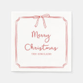 ミニマパーソナライズされたリストボウデザインクリスマスパーティー スタンダードカクテルナプキン (正面)