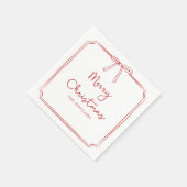 ミニマパーソナライズされたリストボウデザインクリスマスパーティー スタンダードカクテルナプキン (角)