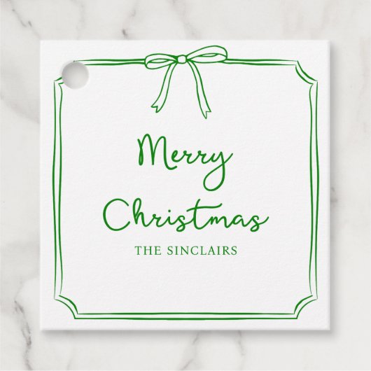 ミニマパーソナライズされたリストボウデザインクリスマスパーティー フェイバータグ (正面)