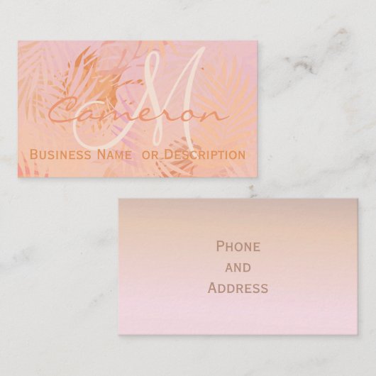 ミニマパーソナライズされたリストモダンピーチファズ 名刺 (正面/裏面)