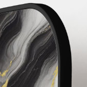 ミニマパーソナライズされたリストモダンブラック金ゴールド大理石 ピックルボールラケット (左詳細)