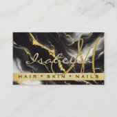 ミニマパーソナライズされたリストモダンブラック金ゴールド大理石 名刺 (正面)