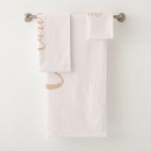 ミニマパーソナライズされたリスト書名赤面タン バスタオルセット (インサイチュ)