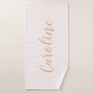 ミニマパーソナライズされたリスト書名赤面タン バスタオルセット