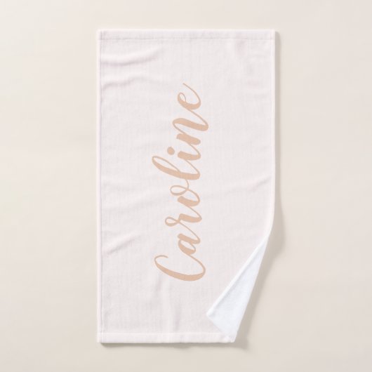 ミニマパーソナライズされたリスト書名赤面タン バスタオルセット (ハンドタオル)